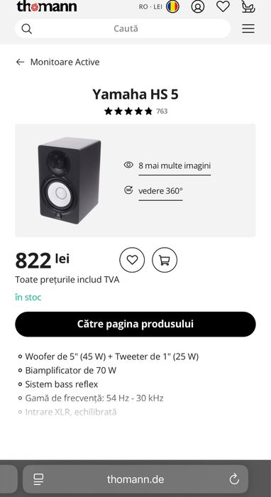 Monitor yahama hs5 doar unul