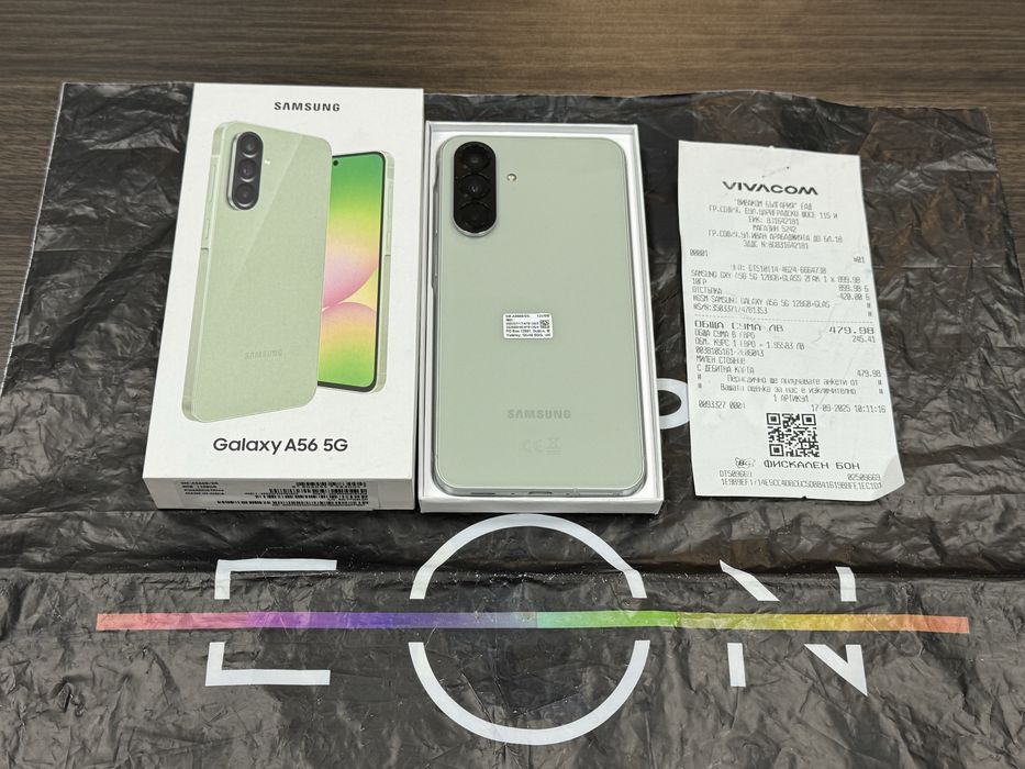 128GB Samsung a56 5G Vivacom Гаранция 2027г. Olive