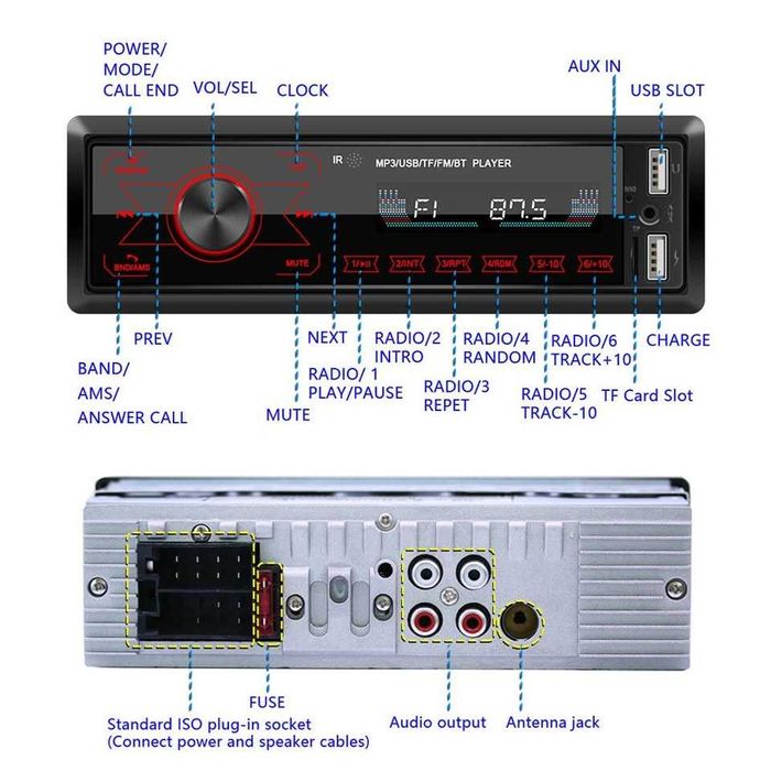 Casetofon auto, radio, mp3 player, Bt, Usb, Incarcare telefon Produs nou 100ron
