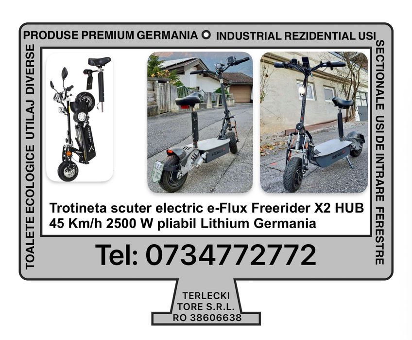 TROTINETA SCUTER ELECTRIC eFlux Freerider S2 HUB 2500W pliabil camping