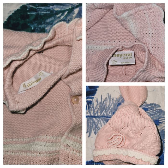 Плетен памучен комплект Mayoral за момиченце 0-2 м