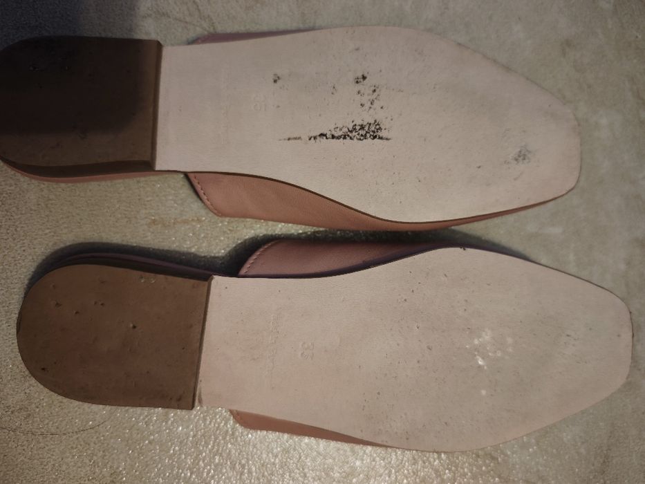 Saboți slapi piele naturala roz prăfuit HM Premium edition