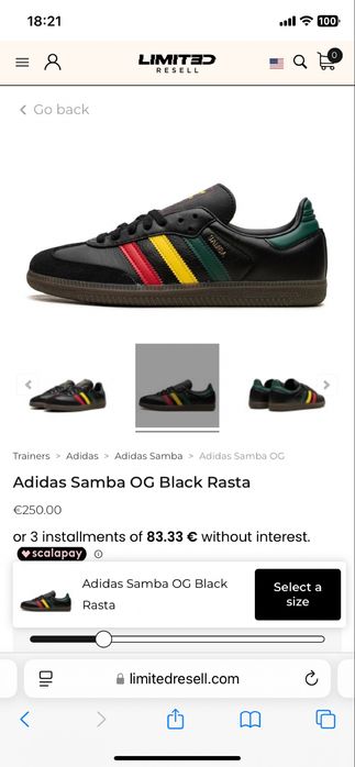 Adidas Samba OG Black Rasta marimea 38 si 2/3