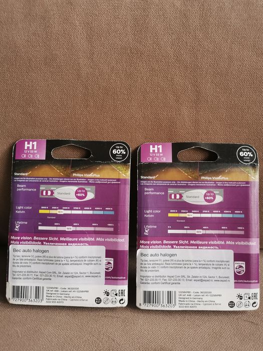Bec auto cu halogen pentru far Philips H1 Vision Plus, +60%, 12V, 55W
