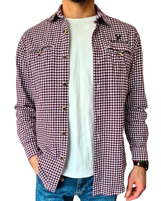 Мъжка риза каре M BirKahn баварски стил casual streetwear памук