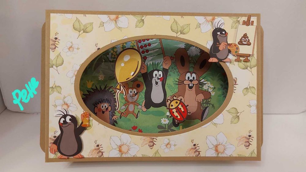 Интерактивни картички с Къртичето и други герои, 3D, ръчно изработени