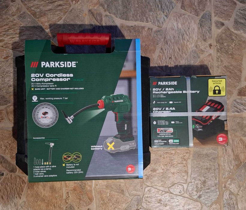 Parkside акумулаторен компресор 20V