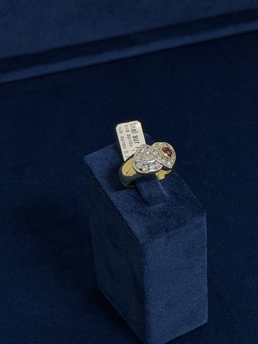 Inel aur 18k diamante 1.21 ct, rubin 0.32ct