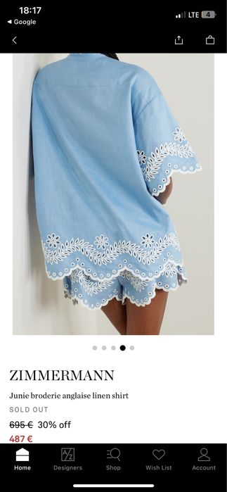 Оригинален комлект риза и къси панталонки Zimmermann