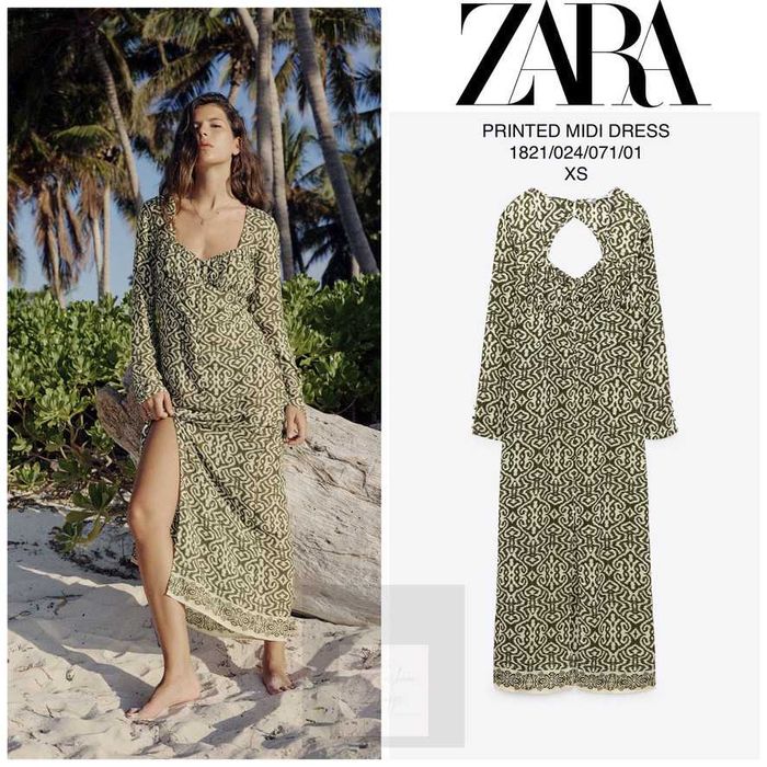 Zara Платье миди с принтом