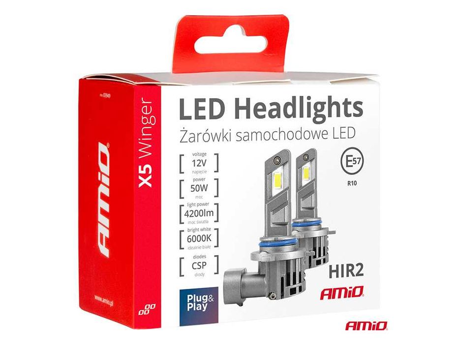 LED крушки HIR2 AMIO Winger X5 серия Лед крушка Canbus 50W, 6000K