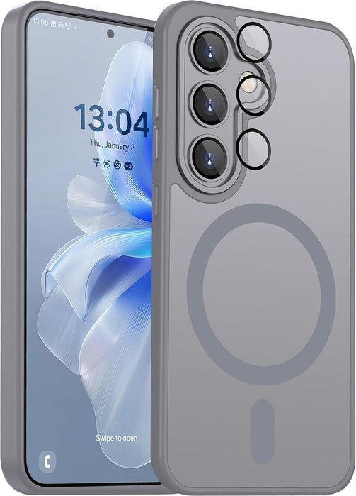 Матов magsafe кейс за samsung galaxy s26 - титаниево сив - със защита