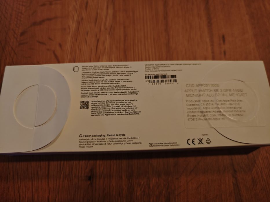 Apple watch SE 3, GPS,  44mm, M/L, Midnight culoare