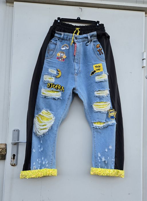 Djofra уникални дамски дънки бойфренд модел М/Л размер