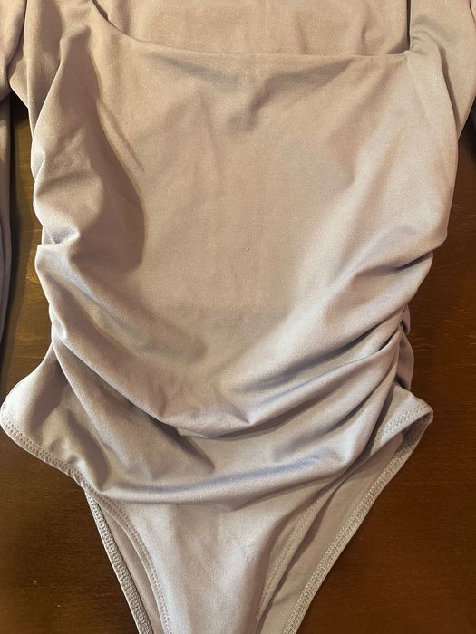 Дамско синьо боди с дълъг ръкав