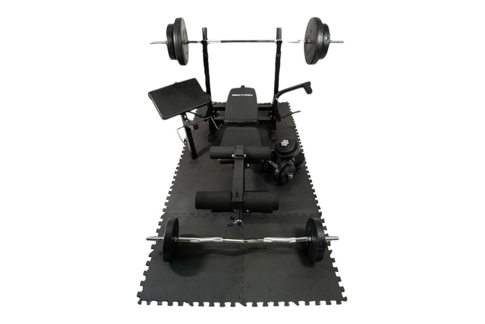 Banca Multifunctionala cu Set Greutati 100kg + Covoras Protectie