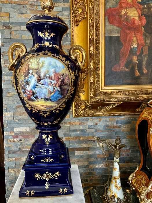 Impunator vas stil Sevres-marcat-portelan-aur-bronz-Franta