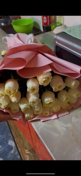 Роза 25 ақ гүл свежый