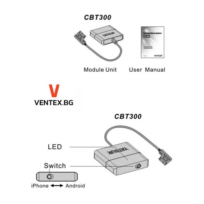 Bluetooth адаптер за Mercedes Benz с AMI порт в жабката - YATOUR