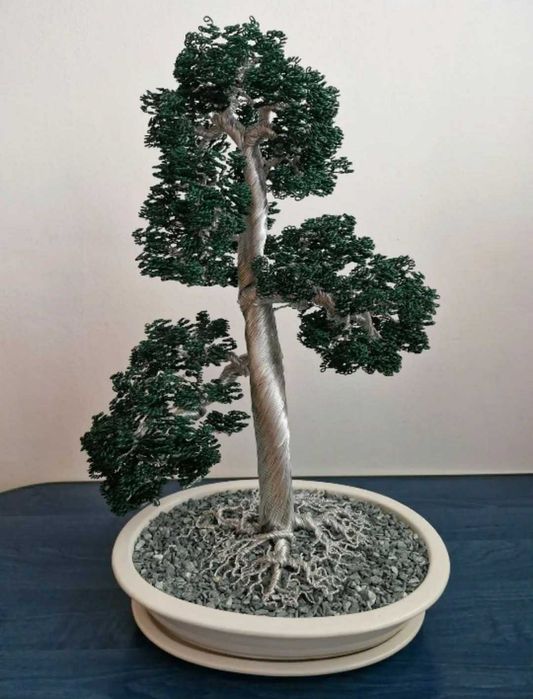 Bonsai decorativi din sârmă, creați manual