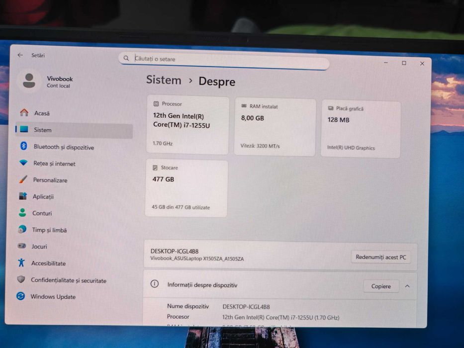 ASUS VivoBook 15 A1505ZA ,I7-1255U , 15.6" Full HD, OLED, 8/512GB SSD