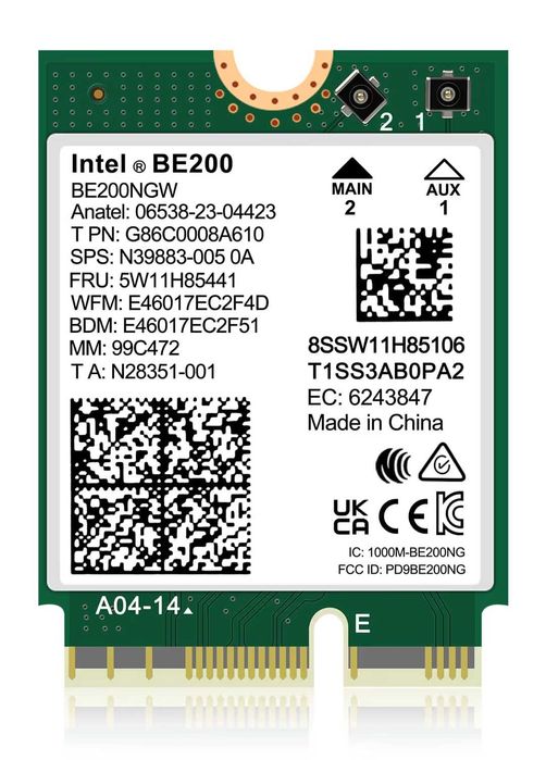 WiFi 7 Intel BE200 NGW Bluetooth 5.4 5800Mbps