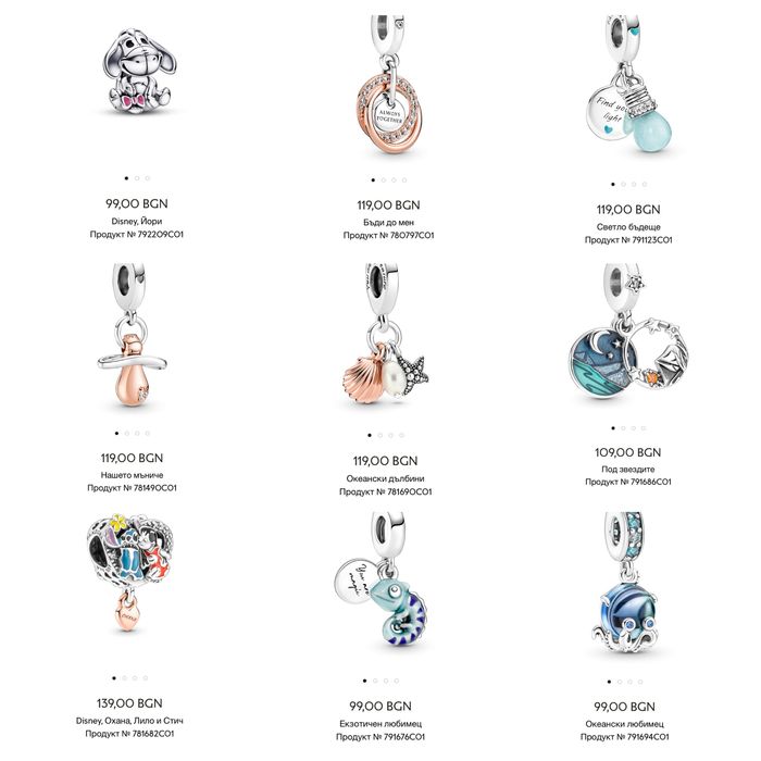 Талисмани Пандора гривни Pandora charms