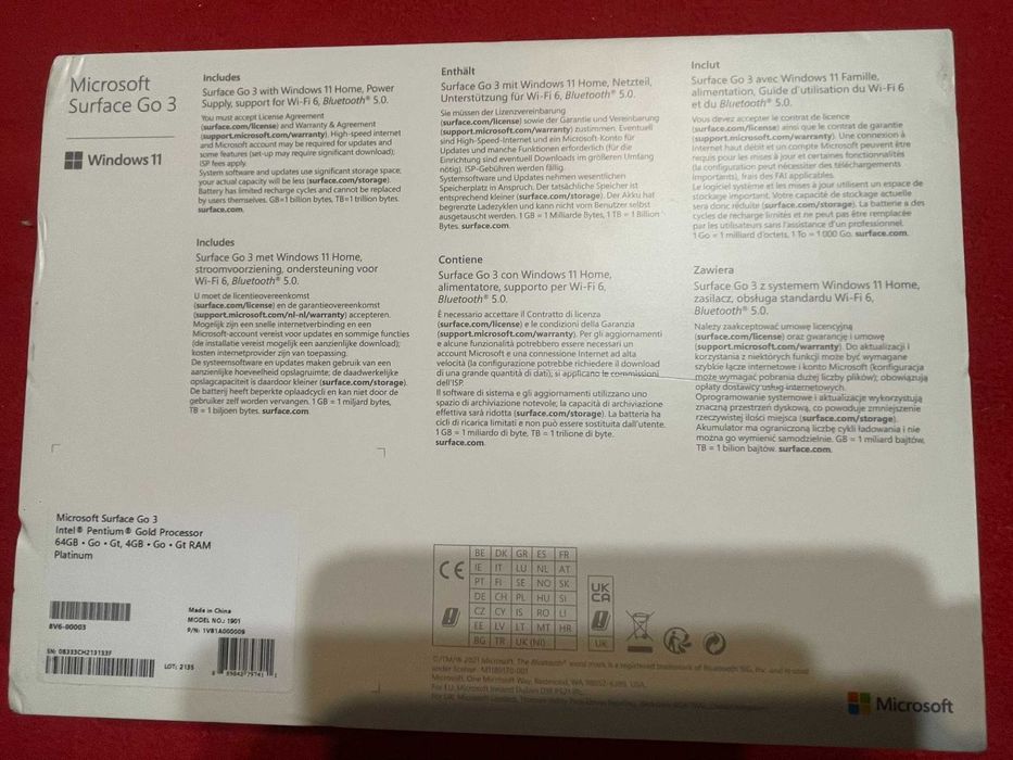 Tableta Microsoft Surface Go 3 64 Gb Windows 11 nativ