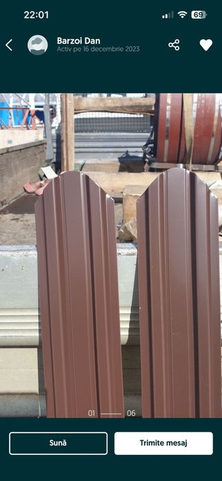 Vand sipca meatlica de gard gri mat și maro