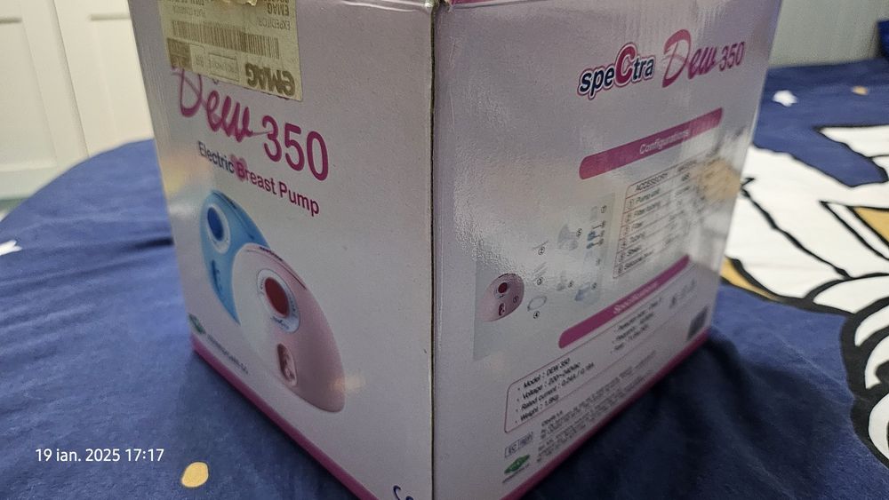 Pompă de sân electrică dublă Spectra Dew 350 plus multe accesorii