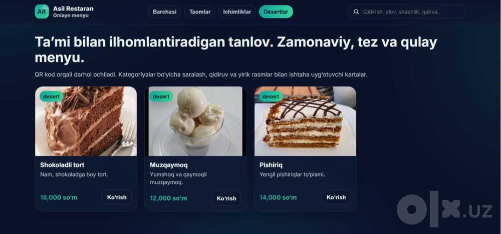 Qr kodli menu/ Меню Кр