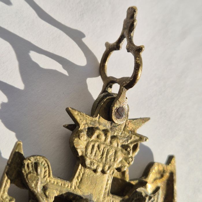 Cruce Caravaca bronz / cruicifix / antichitati secolul XVII