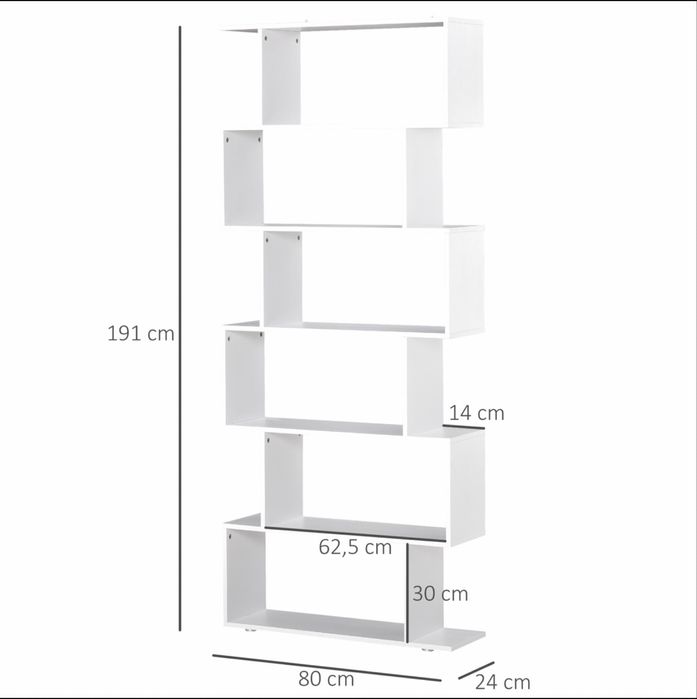 Biblioteca Moderna cu 6 rafturi , alb , HOMCOM