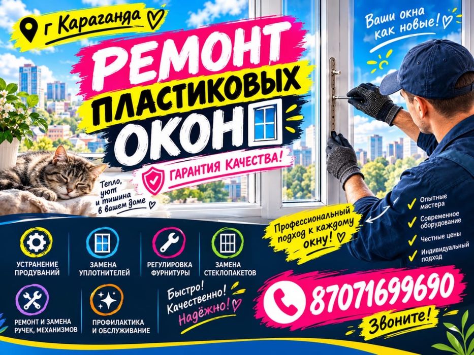 Пластиковые окна установка, откосы, Ремонт окон Рассрочка