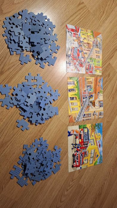 Puzzle copii Ravensburger pompieri + politie - 2 cutii, 3 in 1, 6x49 piese, 5ani+, 60lei