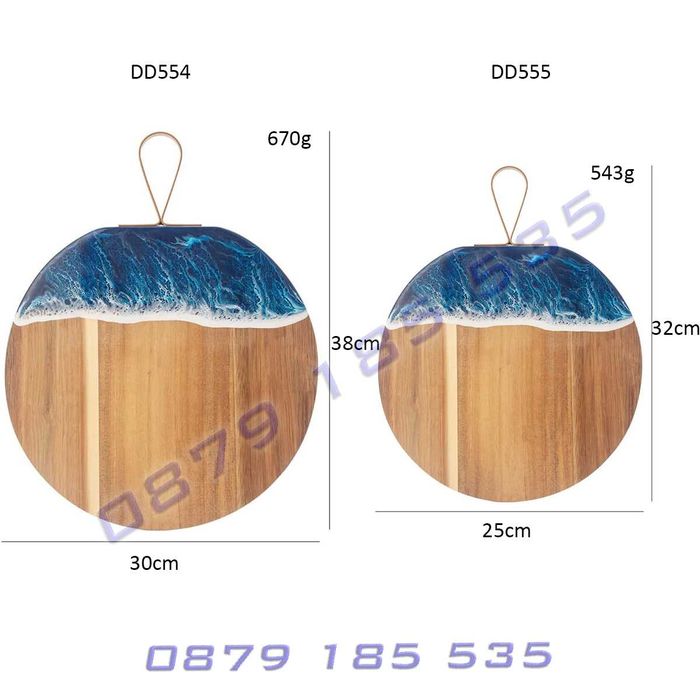 Кръгла кухненска дъска епоксидна смола залив дърво метална дръжка