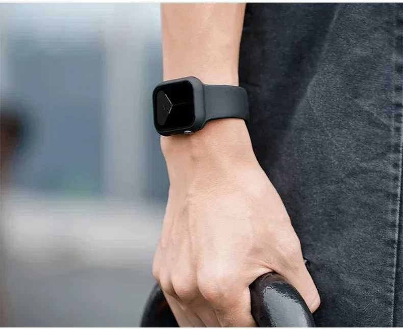 Curea silicon + protectie ecran ceas Apple Watch 10 9 8 7 42/44/45 mm