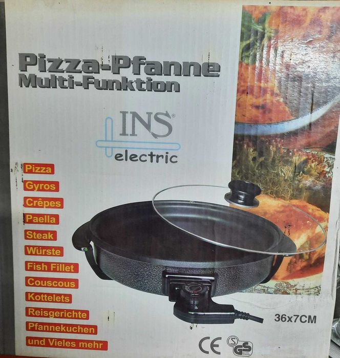 Tigaie electrică 36 cm NOUĂ, capac sticlă, multifuncțională