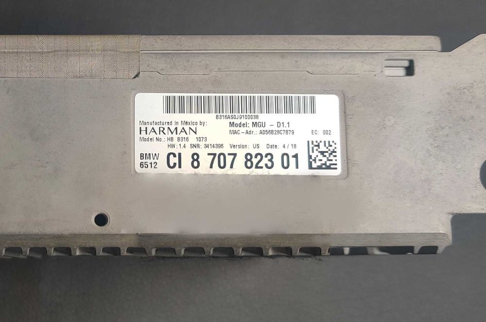 Unitate Navigatie BMW MGU D1.1 B316 HW 1.4 -APIX- G01 G05 G16 G20 G30 G80 G82