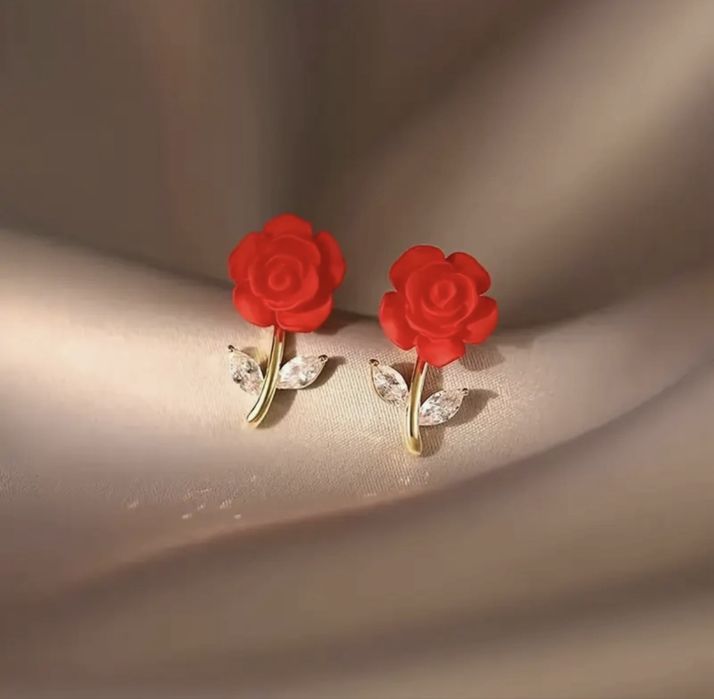 Обеци Роза с 22к златно покритие с кутия