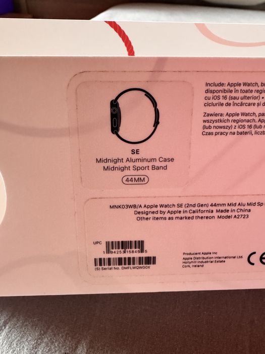 Apple Watch SE 2, 44mm, Midnight Aluminium, GPS