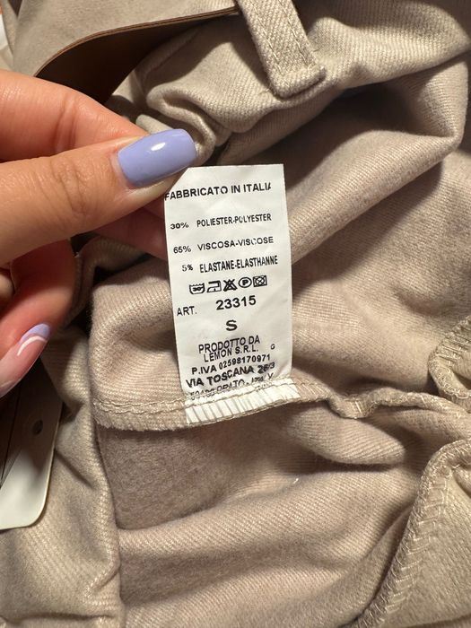 Pantaloni de birou, din vâscoză, eleganți, bej, S, made in Italy