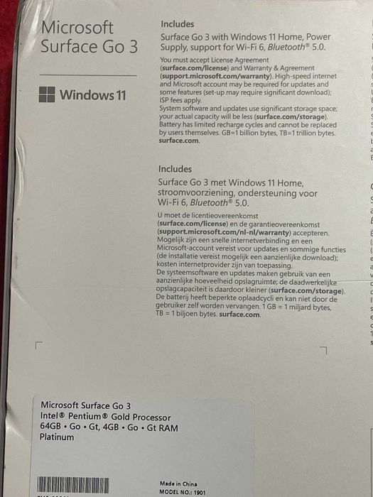Tableta Microsoft Surface Go 3 64 Gb Windows 11 nativ