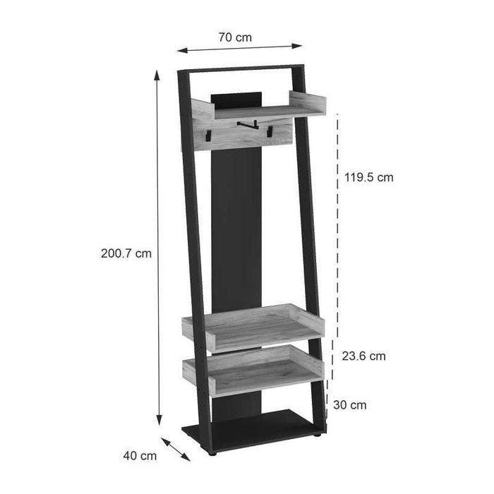 Мебел за антре, Sciove, Антрацит, Бял, Пдч, 70х40х200см.