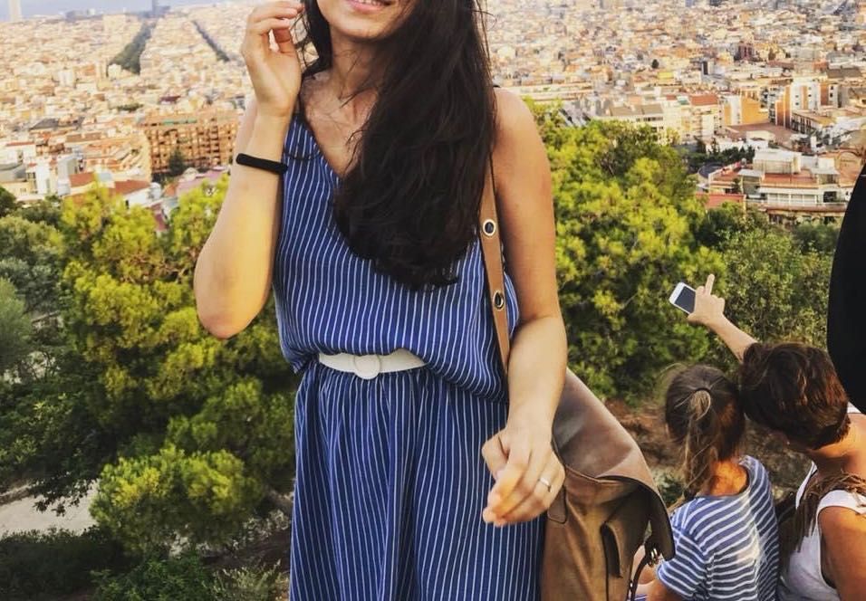 Rochie albastra cu dungi albe, bumbac, marimea 36