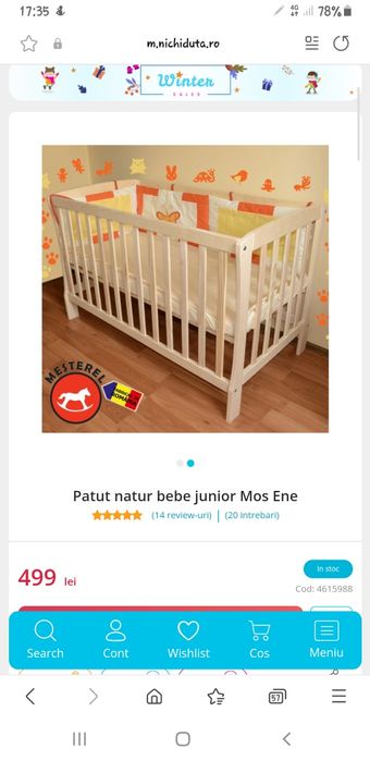 Pătuț și saltea de cocos