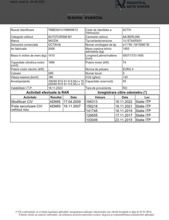 [UNIC PROPRIETAR] Skoda Octavia Tour Sport 1.9 TDI, istoric complet