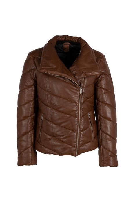 Geaca de Iarna din Piele Dama Gipsy Coniac GWRomea