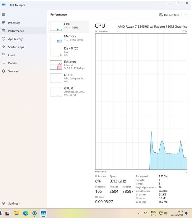 Mini PC GMKtek K8 Plus Ryzen 7 8845HS 8c/16t 16gb DDR5 477gb m.2