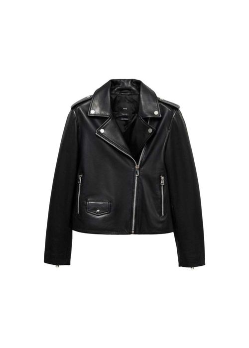 Кожено байкър яке Mango естествена кожа